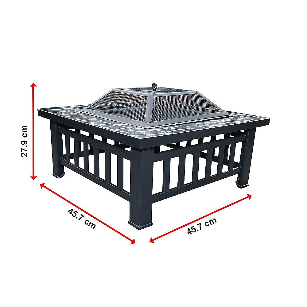 18" Square Metal Fire Pit Outdoor Heater