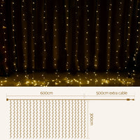 Thumbnail for 3X6M Christmas Lights Curtain Light Warm White 600 LED Jingle Jollys