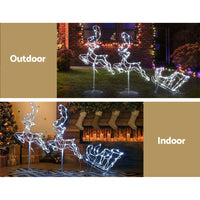 Thumbnail for 1X Christmas Lights Reindeer Sleigh 120 LED Decorations Jingle Jollys