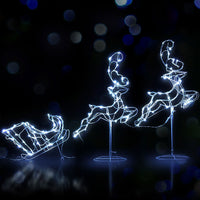 Thumbnail for 1X Christmas Lights Reindeer Sleigh 120 LED Decorations Jingle Jollys