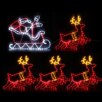 Thumbnail for 1X Christmas Lights Reindeer Sleigh 806 LED Decorations Jingle Jollys