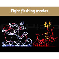 Thumbnail for 1X Christmas Lights Reindeer Sleigh 806 LED Decorations Jingle Jollys