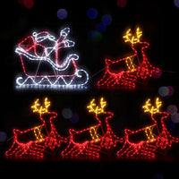 Thumbnail for 1X Christmas Lights Reindeer Sleigh 806 LED Decorations Jingle Jollys