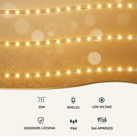 Thumbnail for 20M Christmas Lights String Rope Light Decorations 600 LED Warm Jingle Jollys