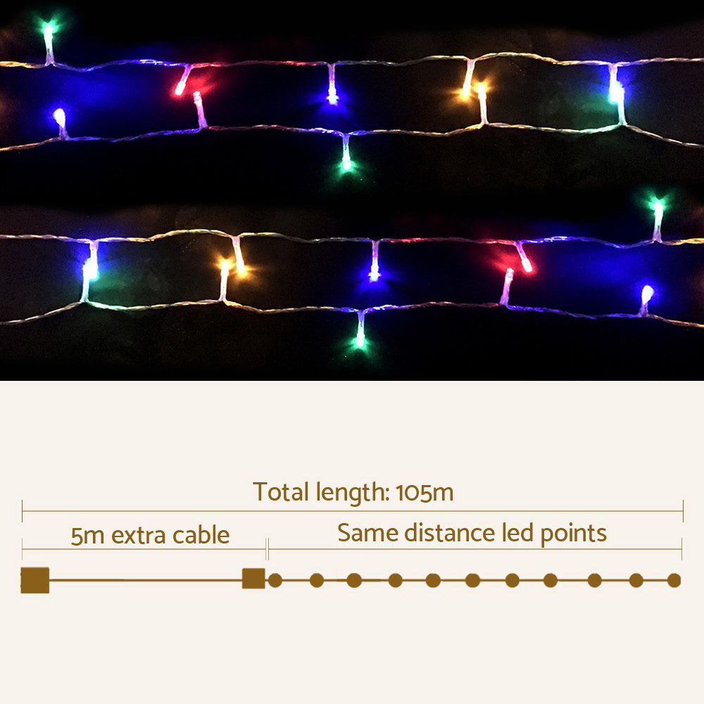 100M Christmas Lights String Fairy Light 500 LED Colourful Jingle Jollys