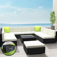 Thumbnail for 10 Piece Outdoor Wicker Furniture Sofa Set & Storage Cover - Outdoor Immersion