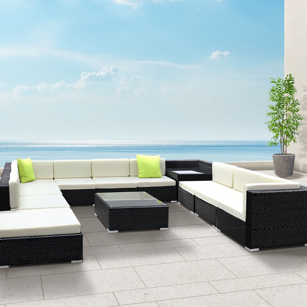 12 Piece Outdoor Wicker Furniture Sofa Set - Outdoor Immersion