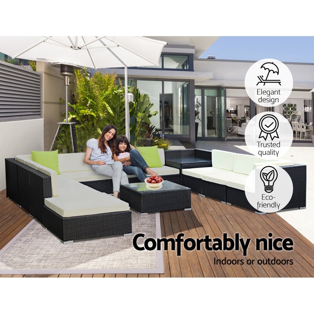 12 Piece Outdoor Wicker Furniture Sofa Set - Outdoor Immersion