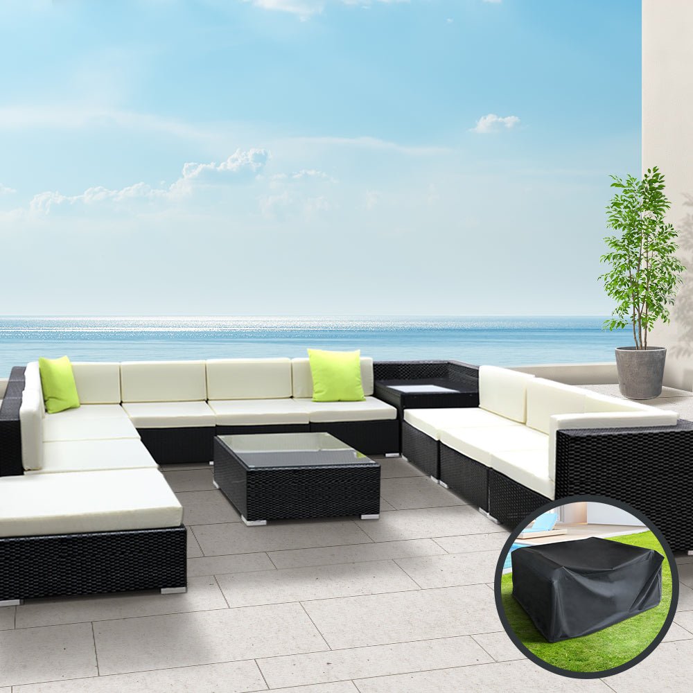 12 Piece Outdoor Wicker Furniture Sofa Set with Storage Cover - Outdoor Immersion