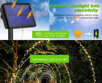 Thumbnail for 20m 200 LED Solar Powered Outdoor Lights with 8 Lighting Modes and Waterproof for Home,Garden and Decoration - Outdoor Immersion - Home & Garden > Garden Lights