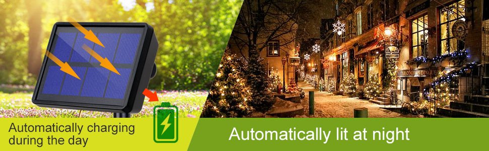 20m 200 LED Solar Powered Outdoor Lights with 8 Lighting Modes and Waterproof for Home,Garden and Decoration - Outdoor Immersion