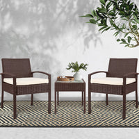 Thumbnail for 3 Piece Outdoor PE Wicker Chair & Glass Table Set - Outdoor Immersion