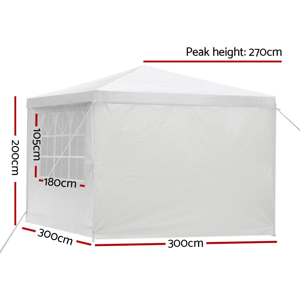 3m x 3m Outdoor Marquee Gazebo with 4 Wall Panels - Outdoor Immersion