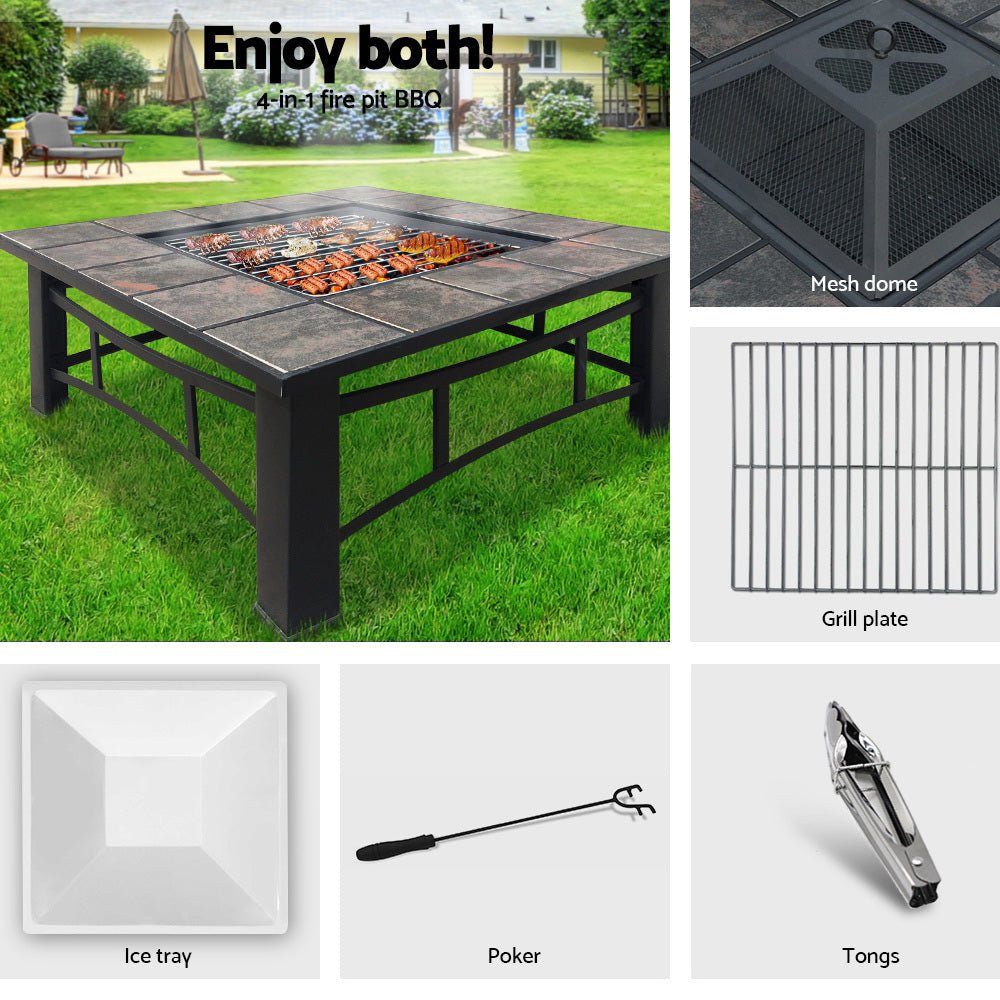 4 in 1 Outdoor Fire Pit BBQ Grill Smoker - Outdoor Immersion