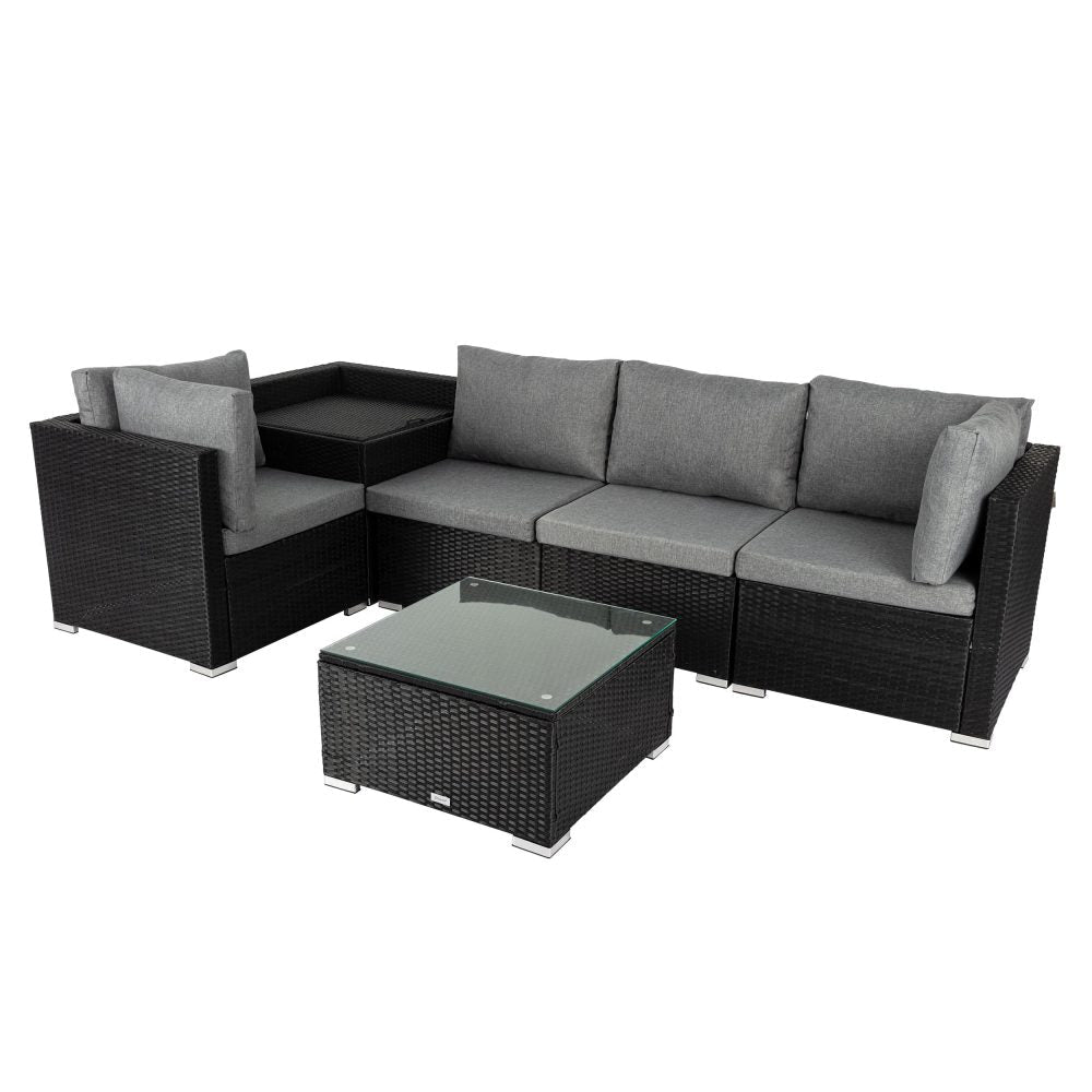 6PCS Outdoor Modular Lounge Sofa Coogee-Black - Outdoor Immersion