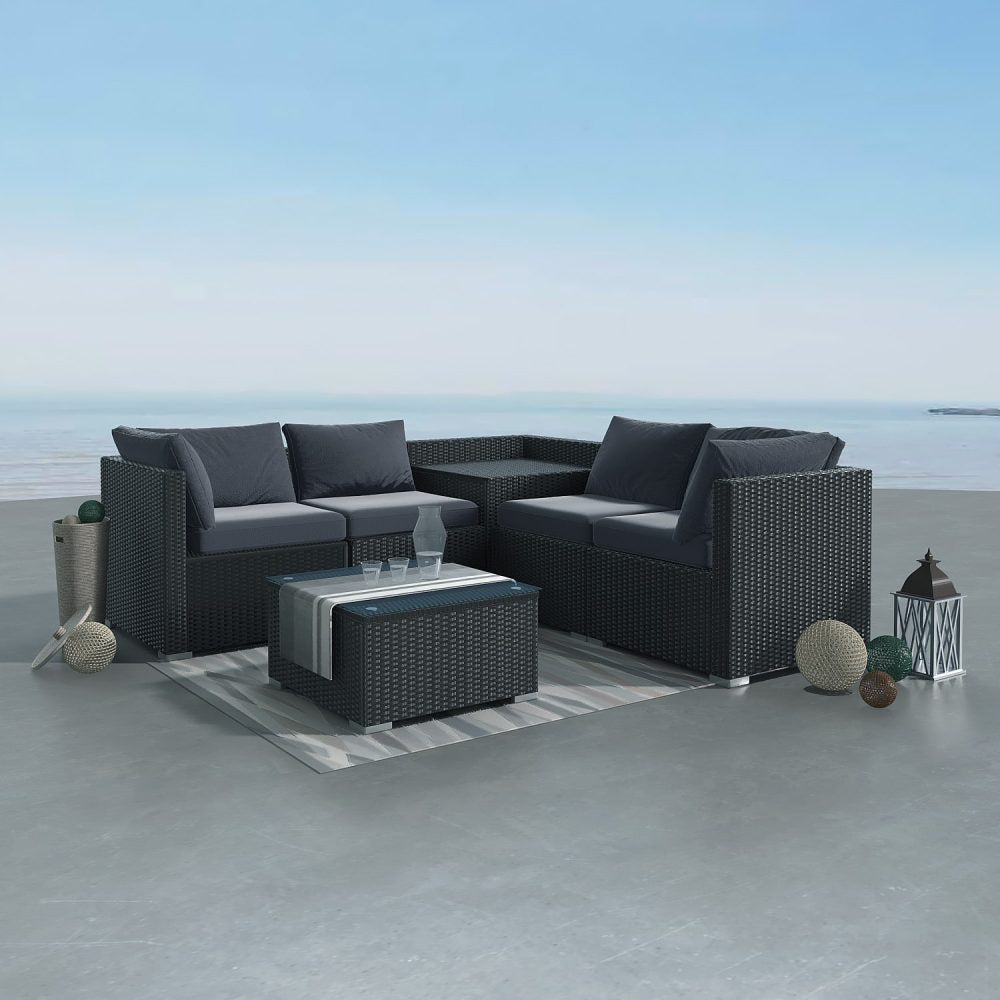 6PCS Outdoor Modular Lounge Sofa Coogee-Black - Outdoor Immersion