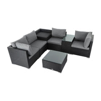 Thumbnail for 7PC Outdoor Wicker Loveseat Setting with Storage Corner (Black) - Outdoor Immersion