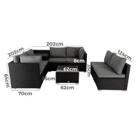 Thumbnail for 8PCS Outdoor Furniture Modular Lounge Sofa Lizard - Black - Outdoor Immersion
