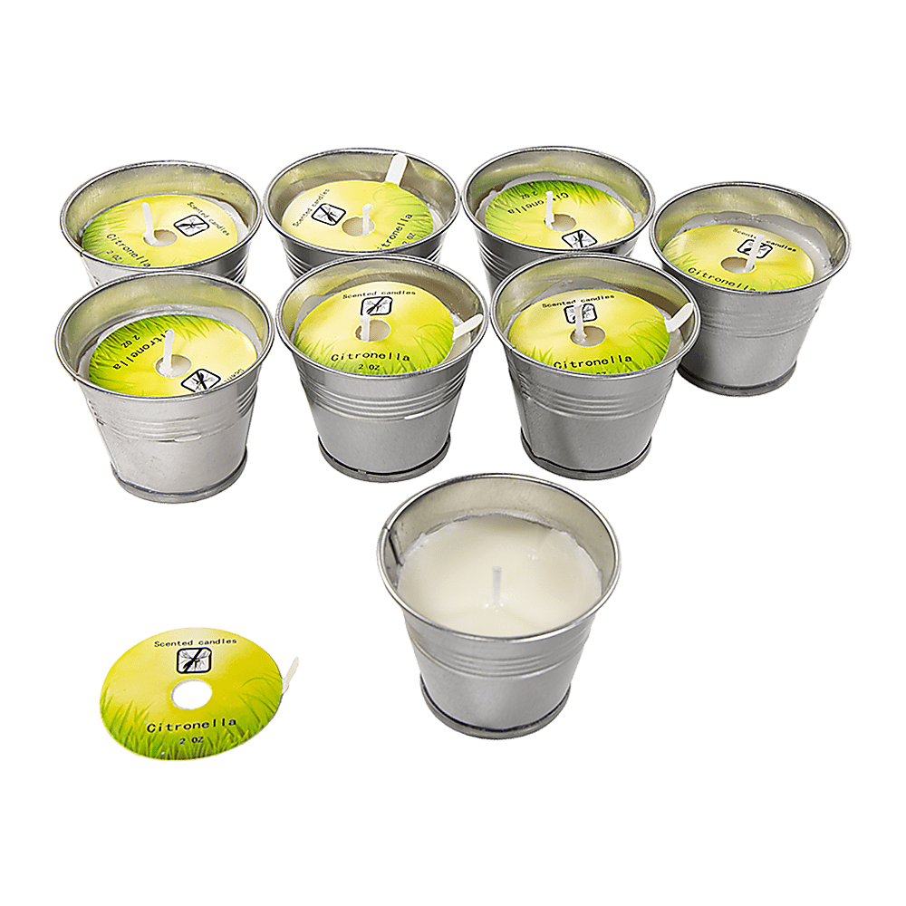 8x Mosquito Insect Bug Repellent Small Bucket Citronella Candles - Outdoor Immersion
