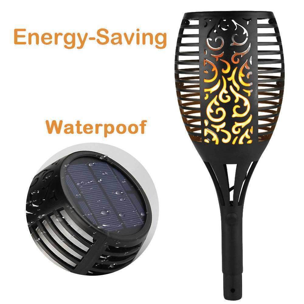 96 LED Bulbs Torch Solar Garden Outdoor Flame Dancing Flickering Light Auto Lamp - Outdoor Immersion