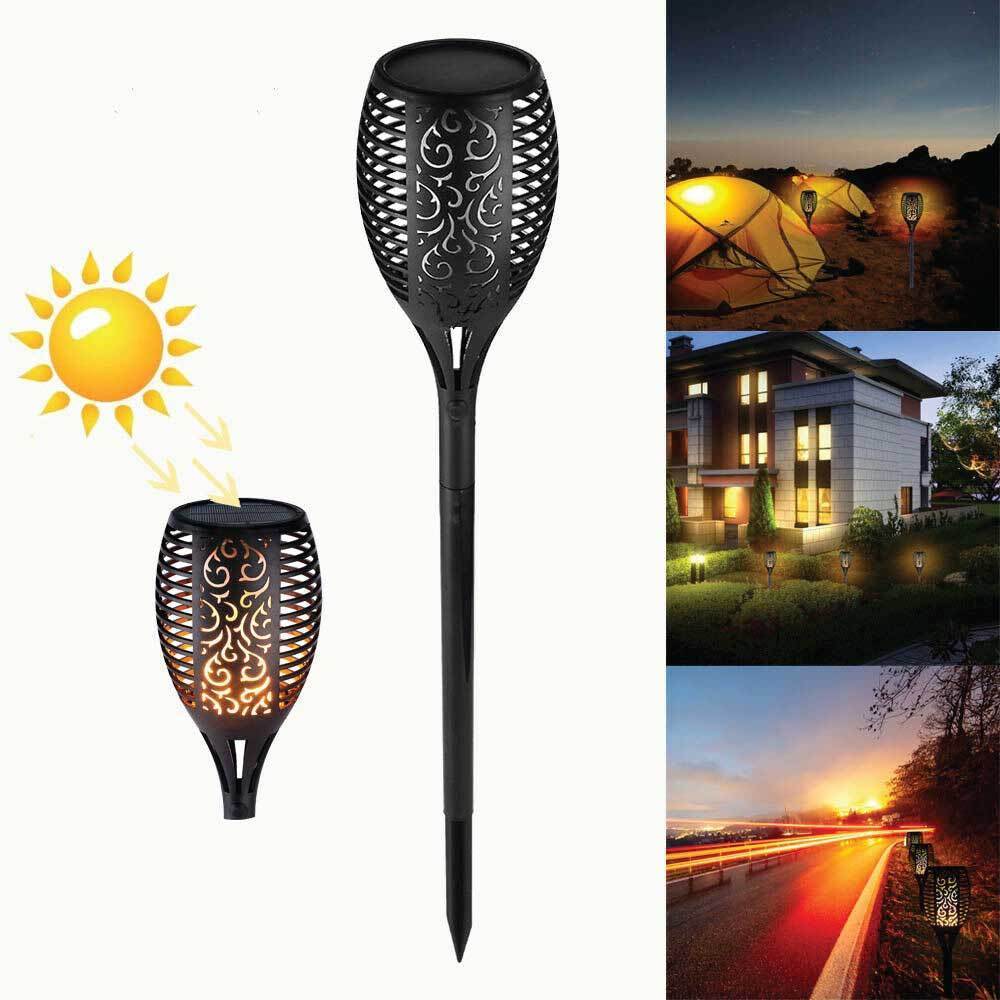 96 LED Bulbs Torch Solar Garden Outdoor Flame Dancing Flickering Light Auto Lamp - Outdoor Immersion