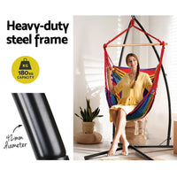 Thumbnail for Gardeon Hammock Chair Outdoor Camping Hanging with Steel Stand Rainbow