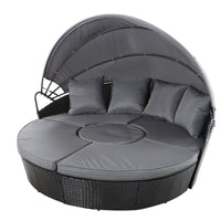 Thumbnail for Gardeon Sun Lounge Setting Wicker Lounger Day Bed Patio Outdoor Furniture Black