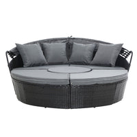 Thumbnail for Gardeon Sun Lounge Setting Wicker Lounger Day Bed Patio Outdoor Furniture Black