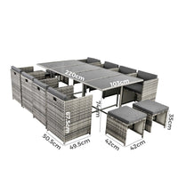 Thumbnail for Bali 13PC Outdoor Dining Set-Grey