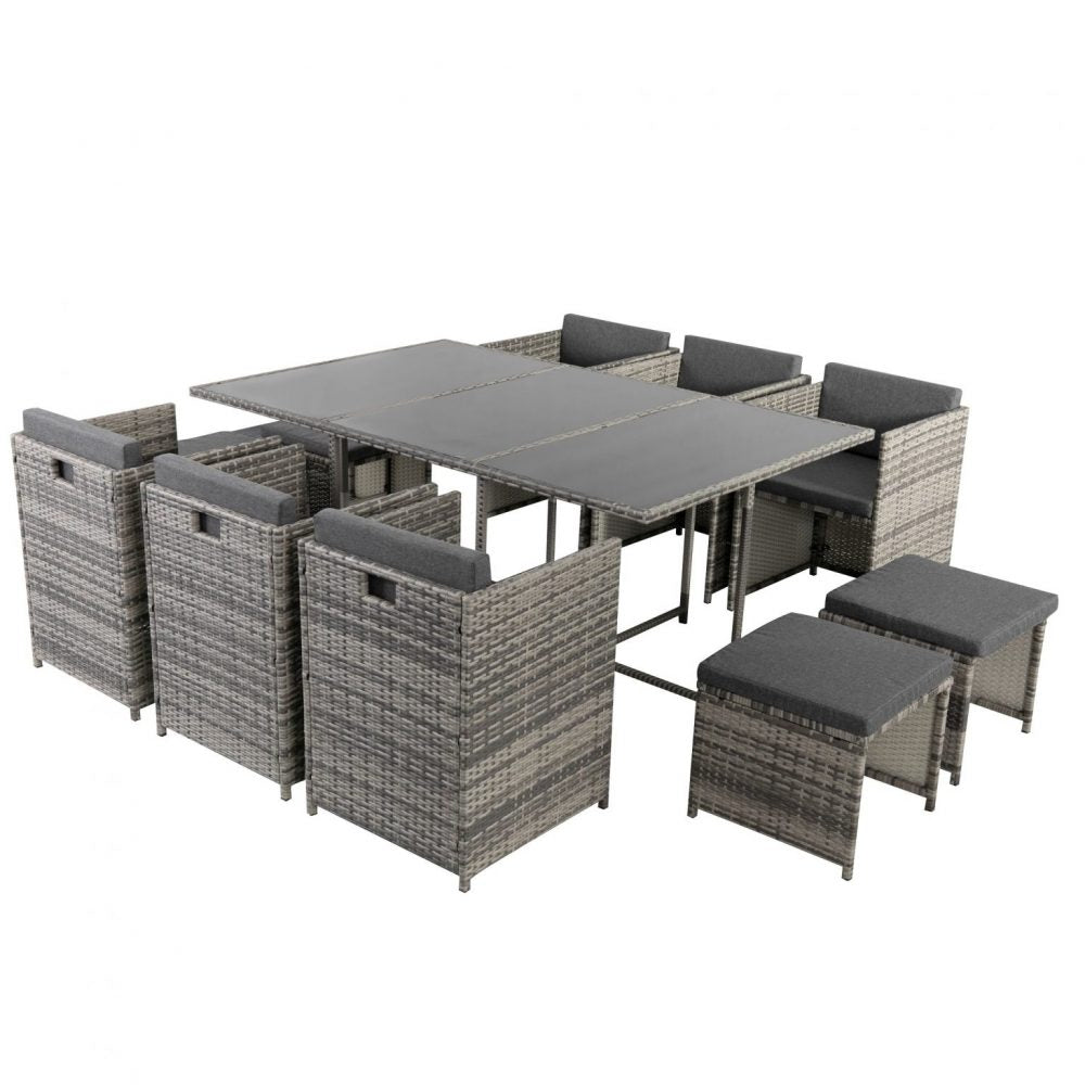 Bali 11 Piece Outdoor Dining Set-Grey - Outdoor Immersion