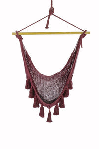 Thumbnail for Deluxe Extra Large Mexican Hammock Chair in Outdoor Cotton Colour Maroon - Outdoor Immersion