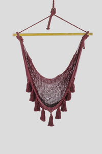 Thumbnail for Deluxe Extra Large Mexican Hammock Chair in Outdoor Cotton Colour Maroon - Outdoor Immersion