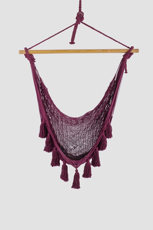 Deluxe Extra Large Mexican Hammock Chair in Outdoor Cotton Colour Maroon - Outdoor Immersion