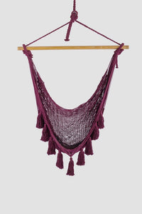 Thumbnail for Deluxe Extra Large Mexican Hammock Chair in Outdoor Cotton Colour Maroon - Outdoor Immersion