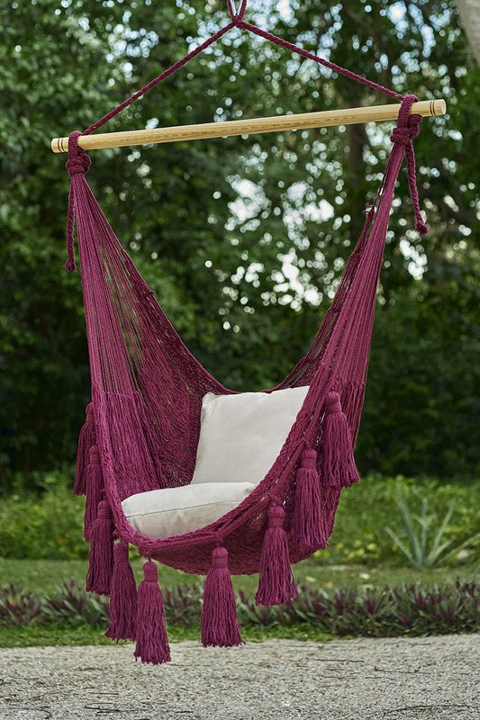 Deluxe Extra Large Mexican Hammock Chair in Outdoor Cotton Colour Maroon - Outdoor Immersion