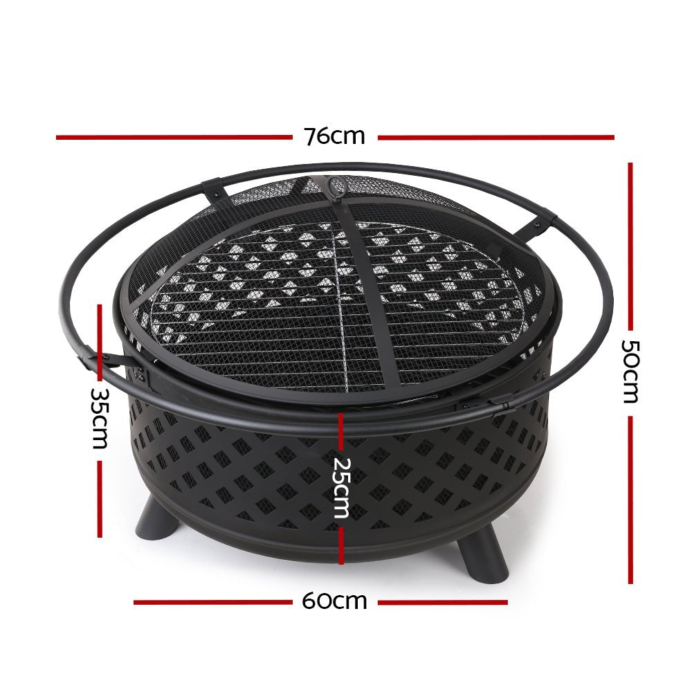 Fire Pit BBQ Grill Smoker Portable Outdoor Fireplace Patio Heater Pits 30" - Outdoor Immersion