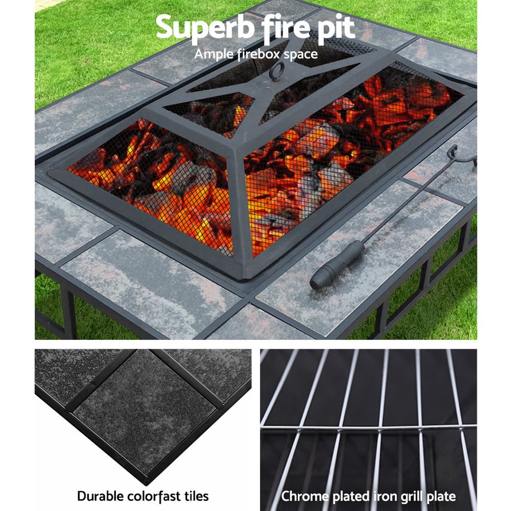 Fire Pit BBQ Grill Table Outdoor Garden Patio Camping Wood Charcoal Fireplace - Outdoor Immersion