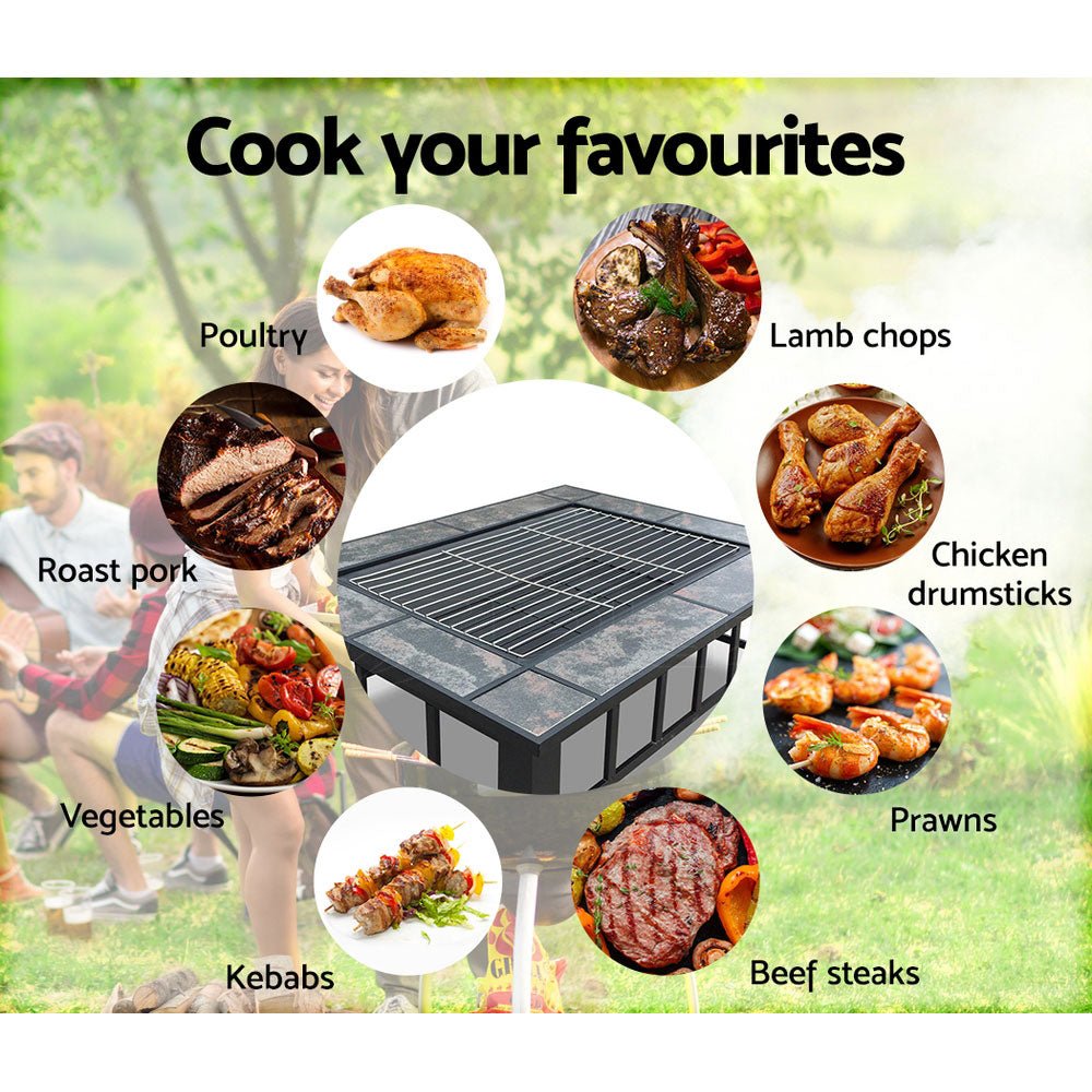 Fire Pit BBQ Grill Table Outdoor Garden Patio Camping Wood Charcoal Fireplace - Outdoor Immersion