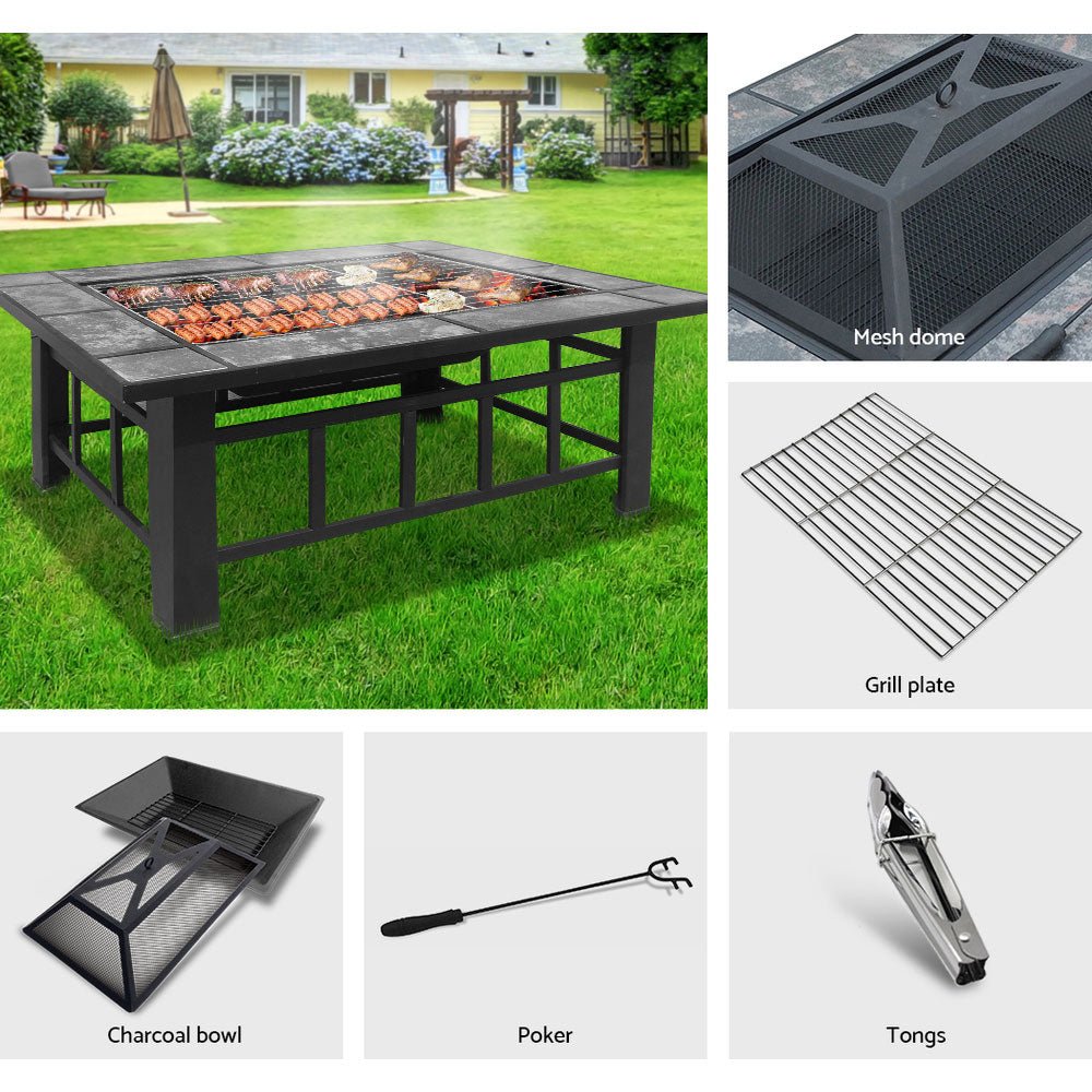 Fire Pit BBQ Grill Table Outdoor Garden Patio Camping Wood Charcoal Fireplace - Outdoor Immersion