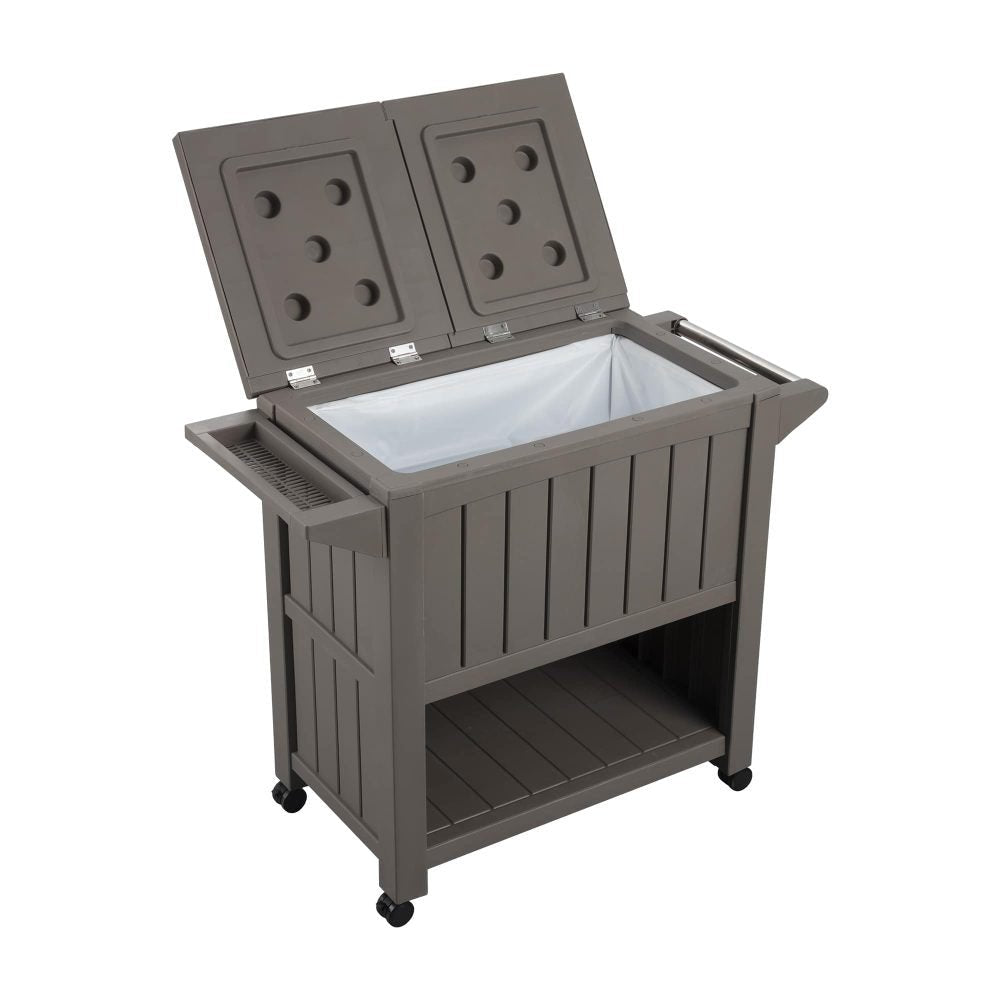 Garden Bar Serving Cart with Cooler (Taupe) - Outdoor Immersion