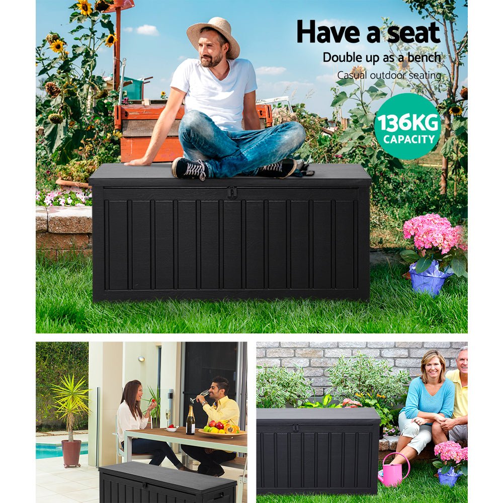 Gardeon 240L Outdoor Storage Box Lockable Bench Seat Garden Deck Toy Tool Sheds - Outdoor Immersion