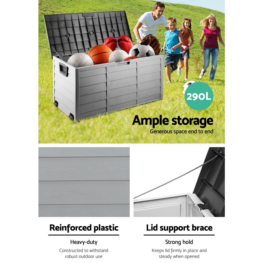 Gardeon 290L Outdoor Storage Box - Black - Outdoor Immersion