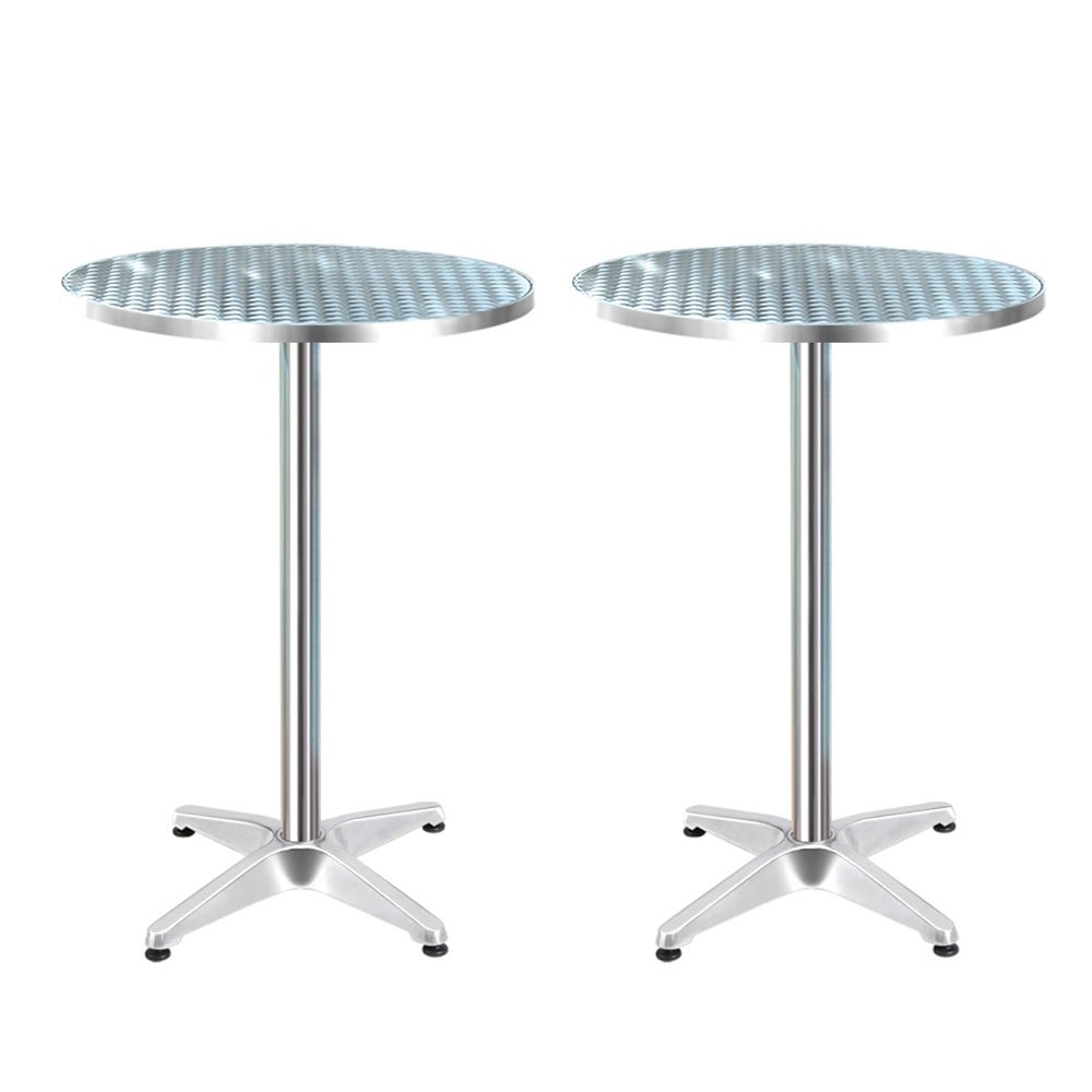 Gardeon 2pcs Outdoor Bar Table Furniture Adjustable Aluminium Cafe Table Round - Outdoor Immersion