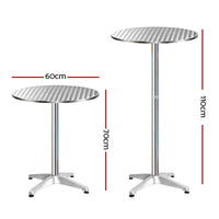 Thumbnail for Gardeon 2pcs Outdoor Bar Table Furniture Adjustable Aluminium Cafe Table Round - Outdoor Immersion