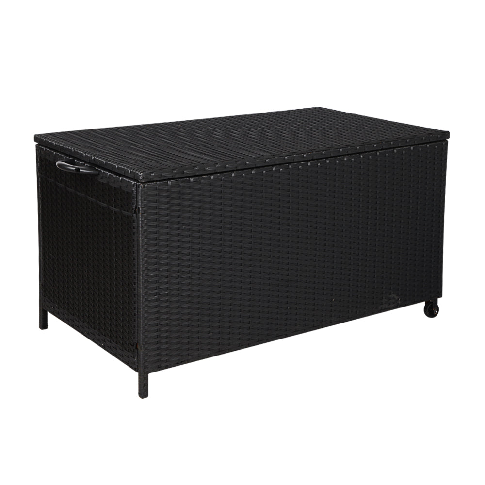 Gardeon 320L Outdoor Wicker Storage Box - Black - Outdoor Immersion