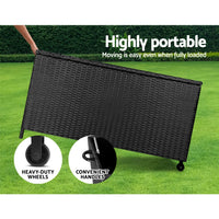 Thumbnail for Gardeon 320L Outdoor Wicker Storage Box - Black - Outdoor Immersion