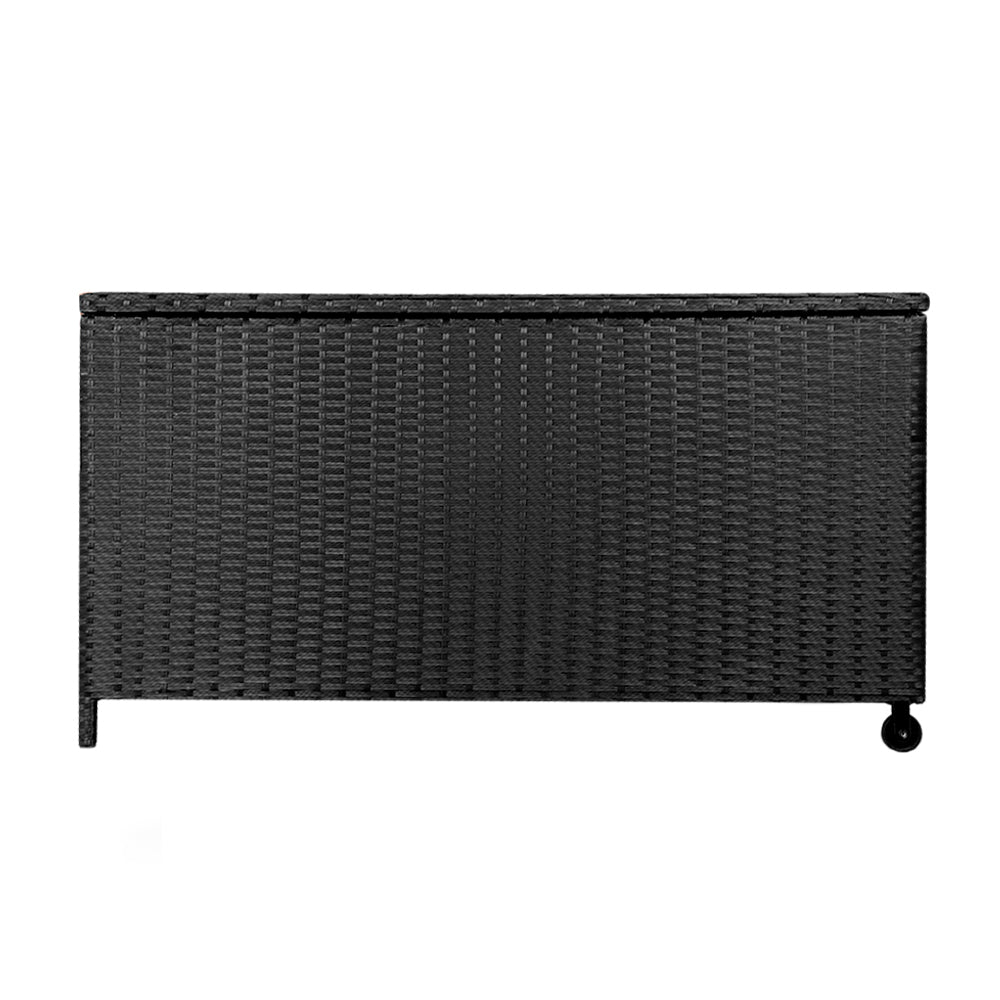 Gardeon 320L Outdoor Wicker Storage Box - Black - Outdoor Immersion