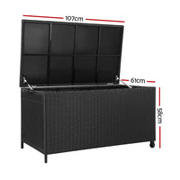 Thumbnail for Gardeon 320L Outdoor Wicker Storage Box - Black - Outdoor Immersion