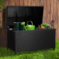 Thumbnail for Gardeon 320L Outdoor Wicker Storage Box - Black - Outdoor Immersion