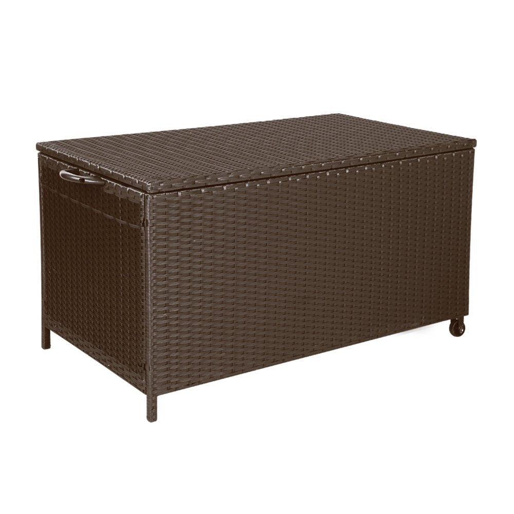 Gardeon 320L Outdoor Wicker Storage Box - Brown - Outdoor Immersion